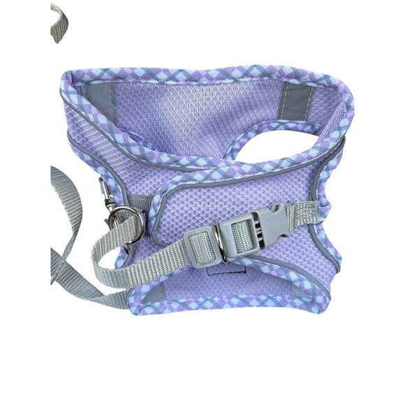 Ariku Small Dog Harness & Leash Set Adjustable Breathable Mesh Light Purple Patt - Picture 2 of 2